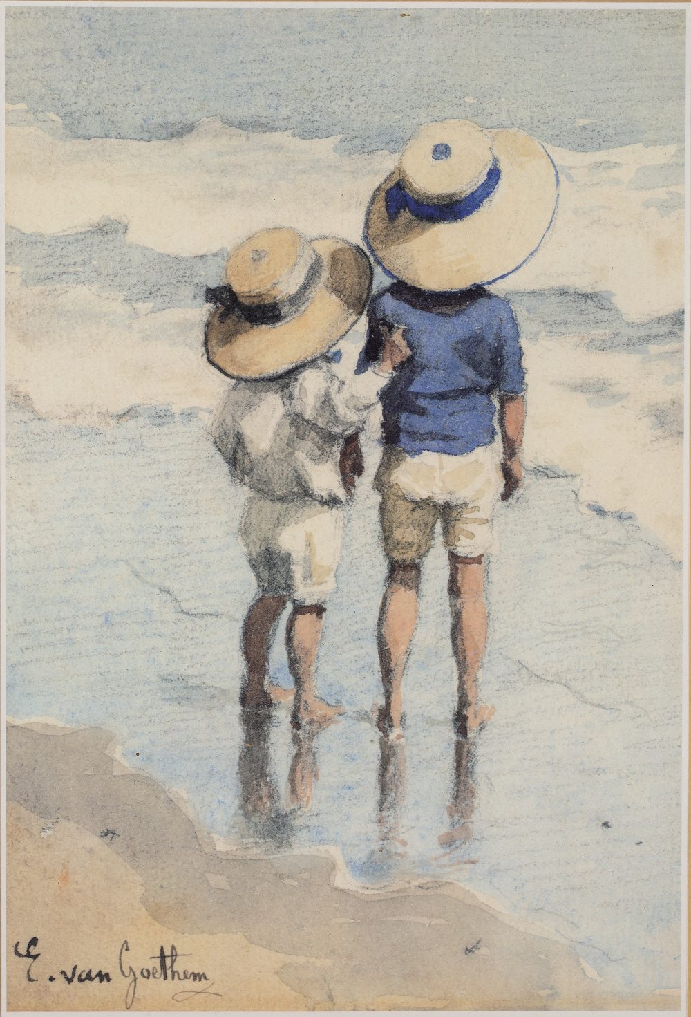 AFTER EDWARD VAN GOETHEM 'Sun Hats', print in colours, 30.5 x 20.5cm