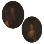 CIRCLE OF SIR GODFREY KNELLER (1646-1723) Half length potraits of a lady and her gentleman