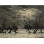 CLIVE BROWNE (1901-1991) 'Moonlit Snow (Humberston)', signed, oil on canvas, 45 x 59cm