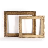 A 19TH CENTURY FRENCH WOOD AND COMPOSITION FRAME of rococo form with swept corners, rebate size 46.5