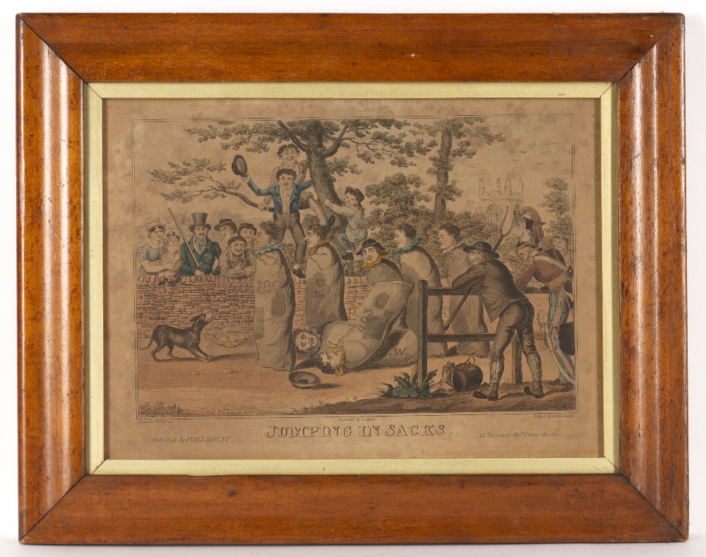 ROBERT CRUIKSHANK AFTER W.H. PYNE 'Jumping in Sacks', etching with aquatint, hand-coloured, - Image 2 of 3