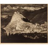 SYDNEY LEE (1866-1949) 'The Mountain Fortress', etching with aquatint, pencil signed in the