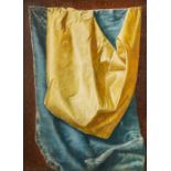 FOLLOWER OF THE PRE-RAPHAELITE SCHOOL Study of a draped bolt of yellow silk and green velvet set