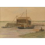 MARTIN HARDIE (1875-1952) Old Slaughden Quay, Aldeburgh, Suffolk, signed, watercolour, 26 x 38cm