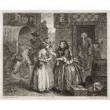 WILLIAM HOGARTH A Harlot's Progress, etchings, plates I-VI on chine applique, 31.5 x 38.5cm,