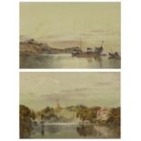 MAUNG SAYA SAUNG (1898-1952) Lake scenes, probably Burma, a pair, signed, watercolours, 16.5 x 24.