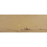ALBERT ERNEST MARKES (1865-1901) 'Low Tide', signed, watercolour, 18.5 x 48.5cm