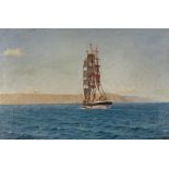 HORATIO GERARDO GARCIA (c.1878-1942) A three masted frigate 'Westland', in calm waters, signed and