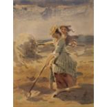 JOHN ABSOLON (1815-1895) Haymaking, faintly signed, watercolour, 12 x 9.5cm