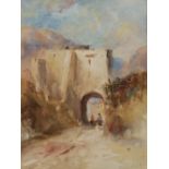 HERCULES BRABAZON BRABAZON (1821-1906) Figures at a Middle Eastern archway, signed with initials,