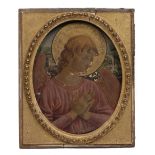 MANNER OF FRA ANGELICO An angel at prayer, indistinctly inscribed in pencil verso, oil and gold leaf