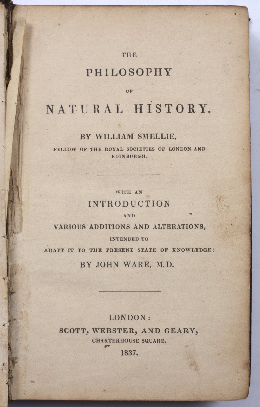 SMELLIE, William, The Philosophy of Natural History with introduction by John Ware. Scott - Image 2 of 3