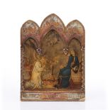 AFTER SIMONE MARTINI: The Annunciation, oil on panel, 28 x 20cm