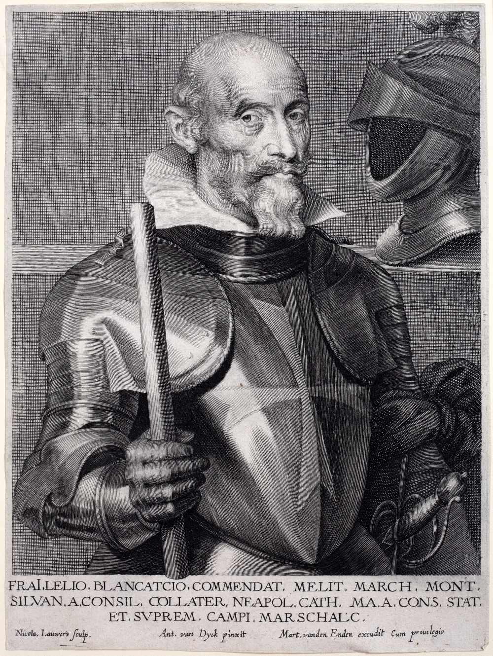 LAUWERS, Nicolaes (1600-1652) after ANTHONY VAN DYCK 'Fra Leilo Blancatcio' Commander of Malta,