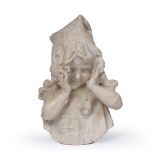 PIETER BURRANTI (20TH CENTURY) Peek-a-boo, signed and inscribed 'Firenze', alabaster sculpture, 46cm