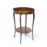 A LOUIS XV STYLE ROSEWOOD AND BEECHWOOD TWO TIER SHAPED CIRCULAR OCCASIONAL TABLE, the top inlaid