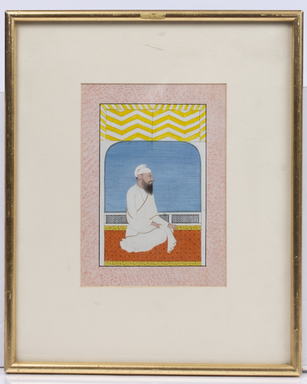 AN INDIAN MINIATURE painted with princely figure dressed in white and kneeling in an interior, 20 - Image 2 of 3