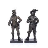 A PAIR OF PATENTED BRONZE FIGURES of King Charles I and Oliver Cromwell, each mounted upon a