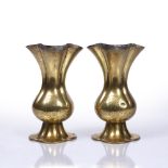 A PAIR OF ARTS AND CRAFTS OR OXFORD MOVEMENT ALTAR VESSELS with quatrefoil rims and bases,