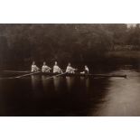 ROWING INTEREST: A CARBON PRINT PHOTOGRAPH OF A COXED FOUR, OXFORD ROWING TEAM circa 1900, 40 x