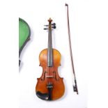 A GERMAN HALF SIZE VIOLIN with printed label inscribed 'Neuner & Hornsteiner Mittenwald (Baiern)