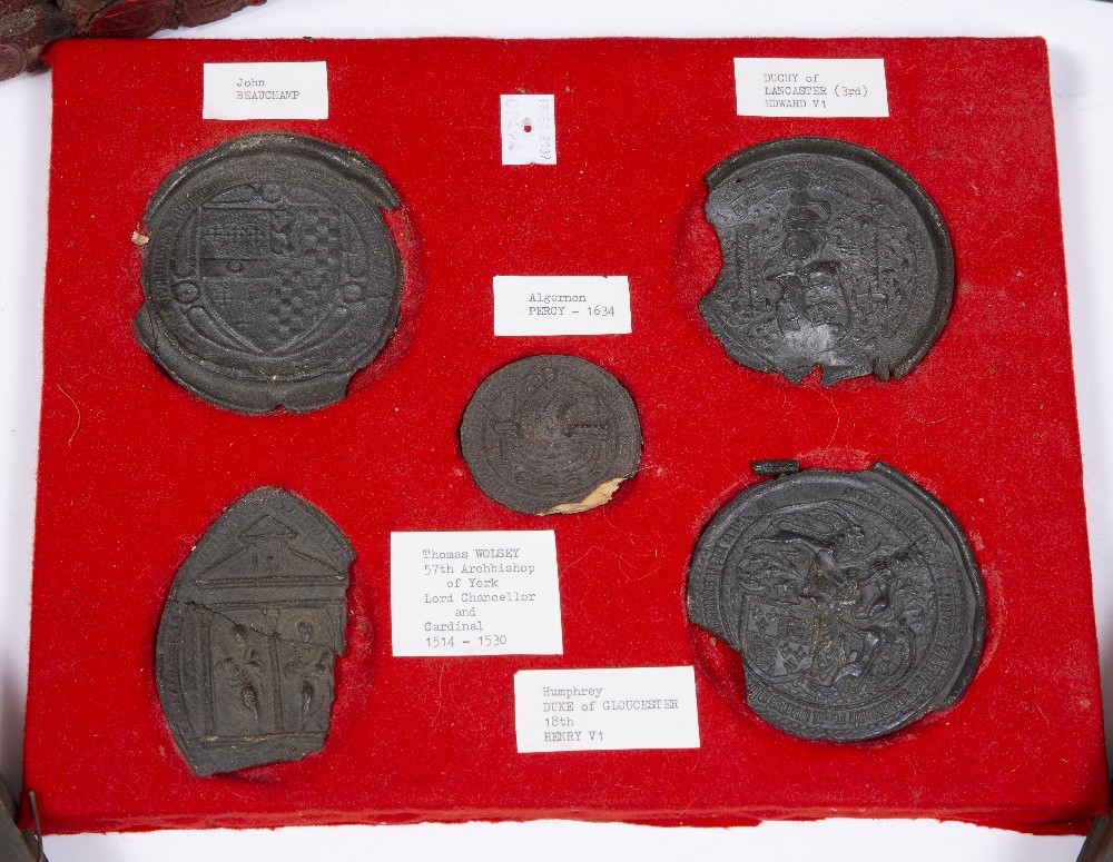 A COLLECTION OF OLD WAX SEALS and two 19th Century boxes with wax sealed exteriors; together with - Image 2 of 3