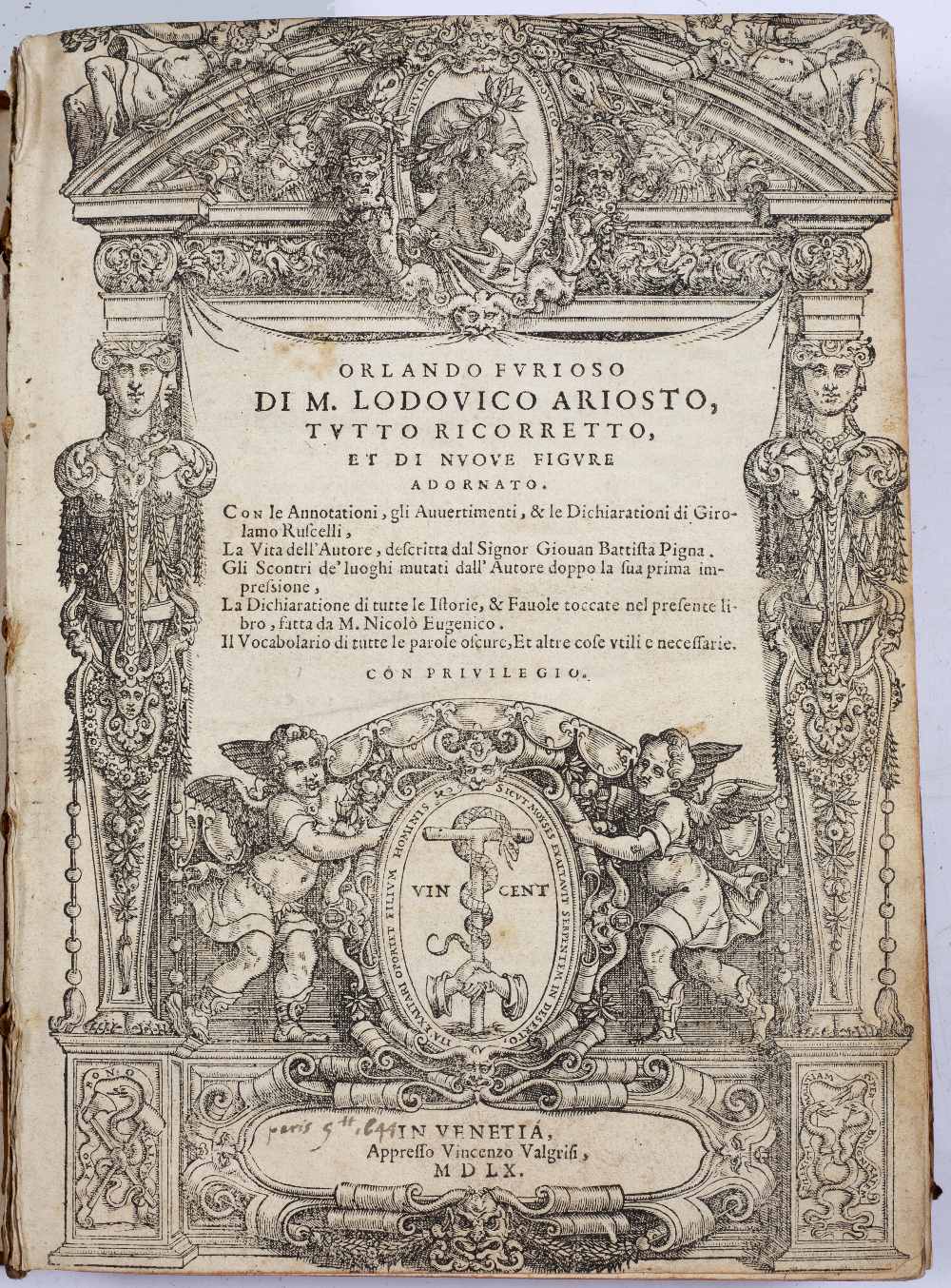 ARIOSTO, Ludovico, Orlando Furioso. A 16th century Italian Epic Poem in 46 cantos originally - Image 2 of 6