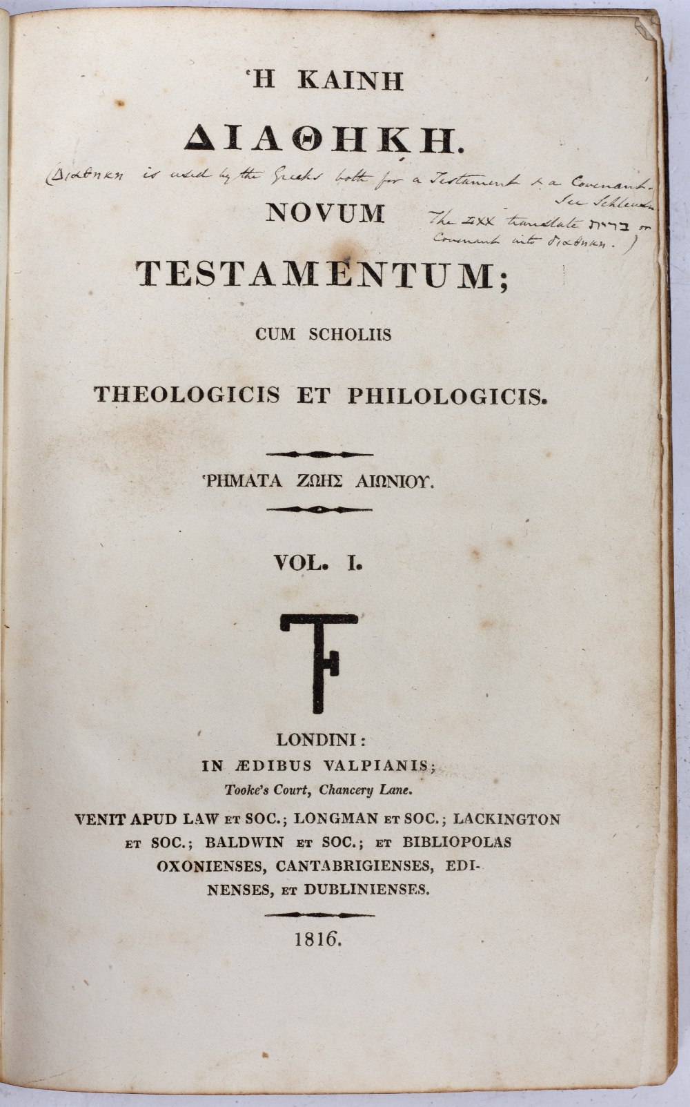 The New Testament in Greek. 3 vols. Longman et al, London 1876 with numerous annotations and - Image 3 of 3