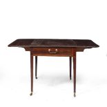 A GEORGE III MAHOGANY PEMBROKE TABLE, the top with a moulded edge, frieze drawer opposing dummy