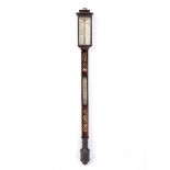 A VICTORIAN ROSEWOOD BOW FRONT STICK BAROMETER the angled ivory scale signed McLachlan & Son, 17