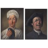19TH CENTURY ENGLISH SCHOOL: The Jolly Vicar and The Upset Cook, a pair, oils on board, 29 x 21cm (