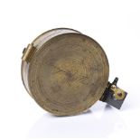 A 19TH CENTURY BRASS CASED PRISMATIC COMPASS, the cover engraved 'George N. Sturt', the indicator