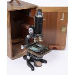 A W. WATSON & SONS LTD, LONDON 'SERVICE' MICROSCOPE with wooden case