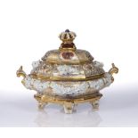 A MEISSEN SHAPED OVAL AND GILDED TUREEN AND COVER in the 18th Century style with crown finial