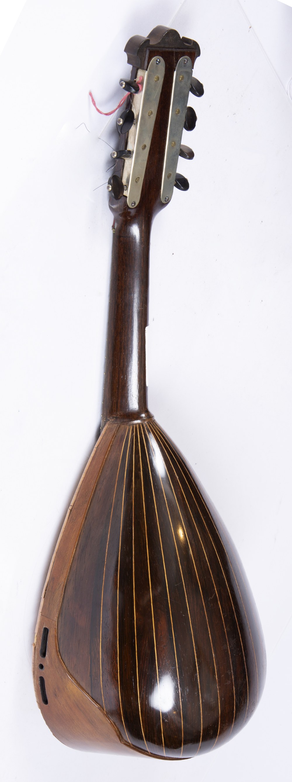 AN EARLY 20TH CENTURY ITALIAN MANDOLIN labelled 'Cav. Giovanni de Meglio E. Figlio', with leather - Image 3 of 3