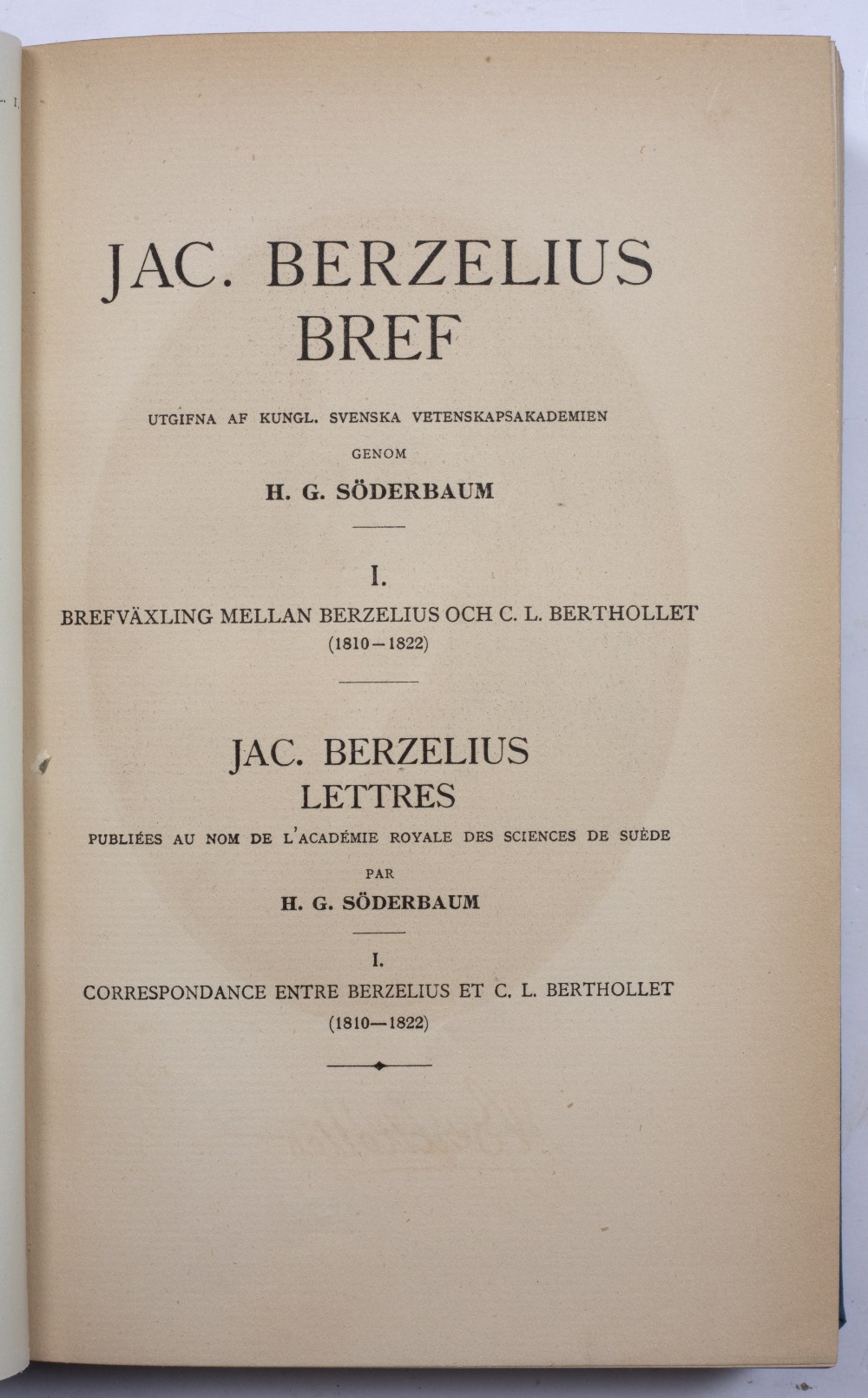 SÖDERBAUM, Henrik Gustaf, Jacob Berzelius Letters Uppsala 1912-35 Almqvist & Wiksells with - Image 2 of 2