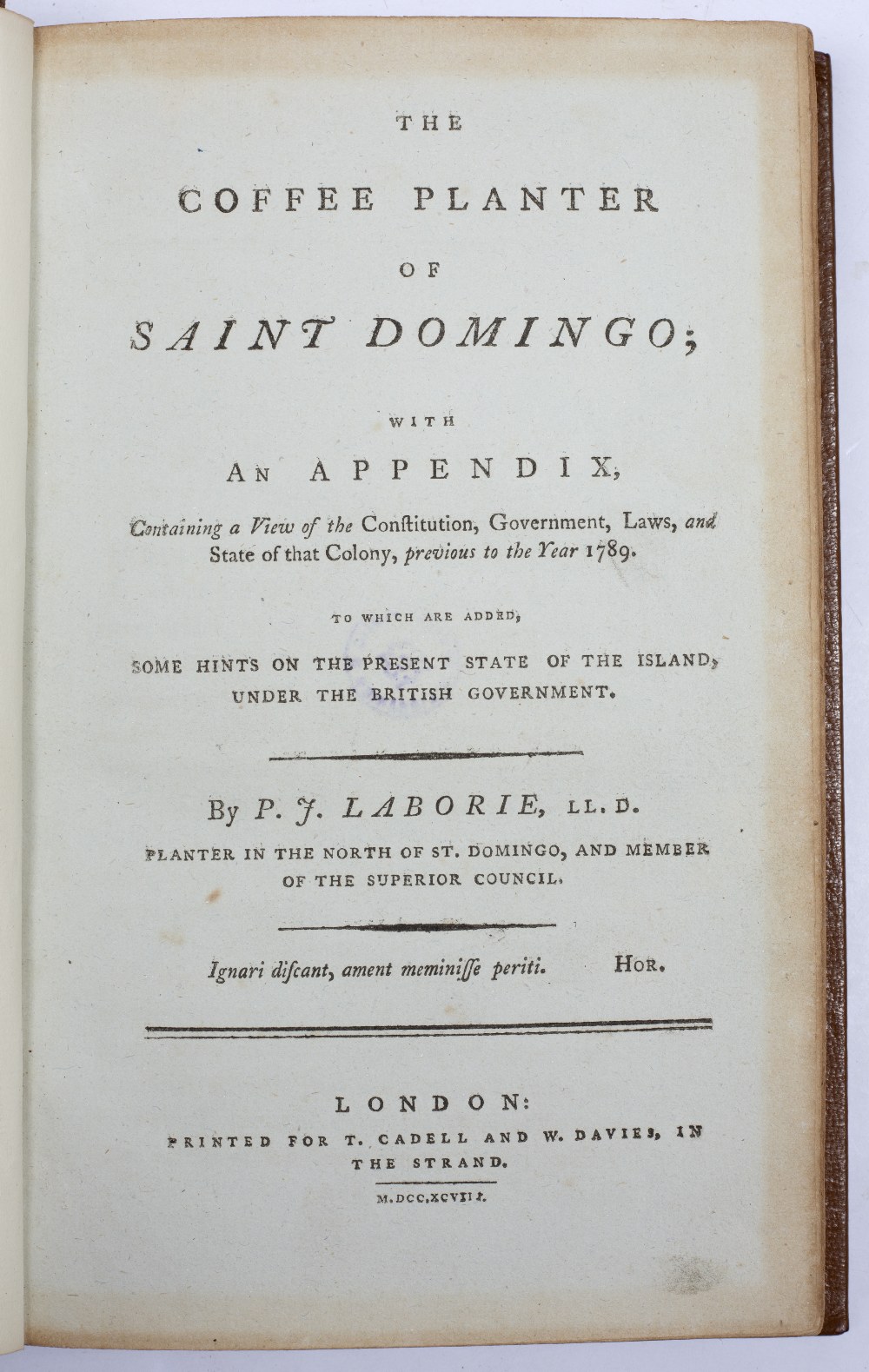 LABORIE, Pierre Joseph, 'The Coffee Planter of Saint Domingo with an Appendix', Cadell and Davies, - Image 2 of 3