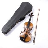 A 'STRADUARI CONSERVATORY VIOLIN', with two piece back, stamped to scroll, back length 36cm, with