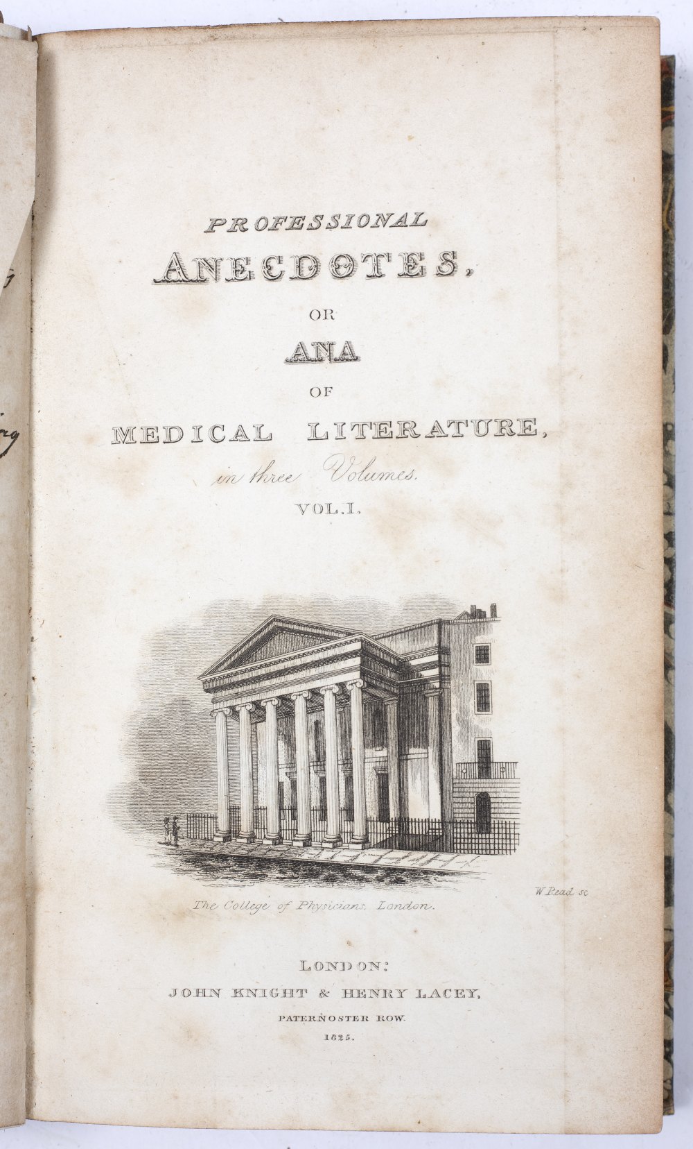 ANON:- Professional Anecdotes or Ana of Medical Literature. 3 vols. John Knight and Henry Lacey. - Image 2 of 5