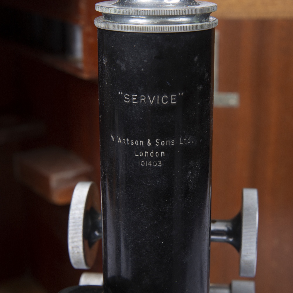 A W. WATSON & SONS LTD, LONDON 'SERVICE' MICROSCOPE with wooden case - Image 3 of 3