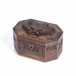 A JERUSALEM CARVED OLIVE WOOD BOX, carvings of holy places in Eretz Israel and on the lid a Torah