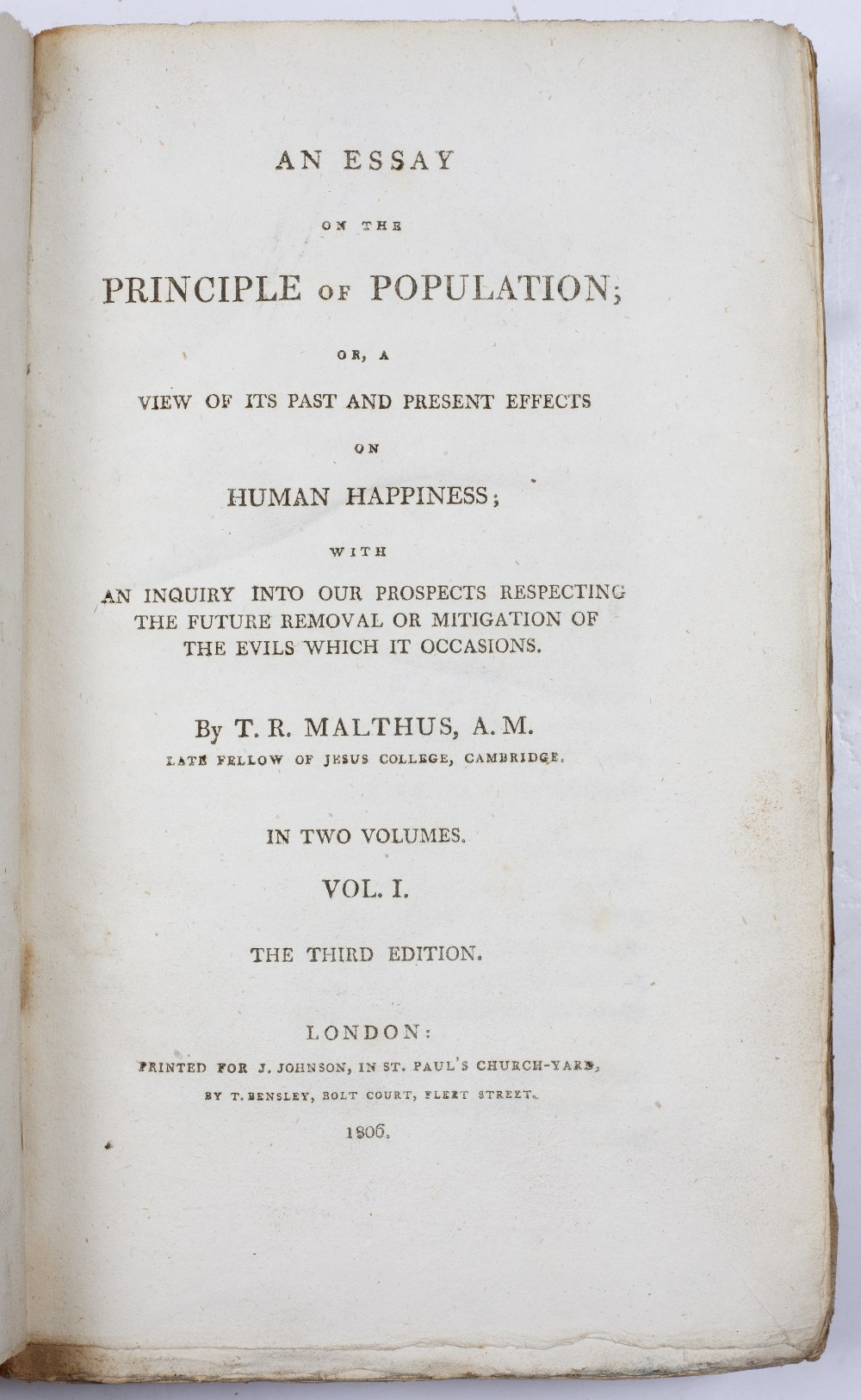 MALTHUS, Thomas Robert (1766-1834), Scholar and Economist, 'An Essay on the Principle of - Image 2 of 2