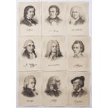 A COLLECTION OF NINE EARLY 20TH CENTURY ETCHINGS, each depicting a composer to include: Bach,