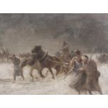 20TH CENTURY ENGLISH SCHOOL A military scene, reputedly Napoleon's retreat from Moscow, oil on