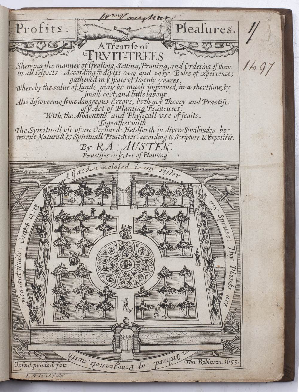 AUSTEN, R.A. 'A Treatise of Fruit Trees', 'Profits - Pleasures' Thomas Robinson, Oxford 1653 with