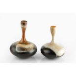 Duncan Ayscough (Contemporary) Two bottle vases burnished and smoke fired, the slender neck with