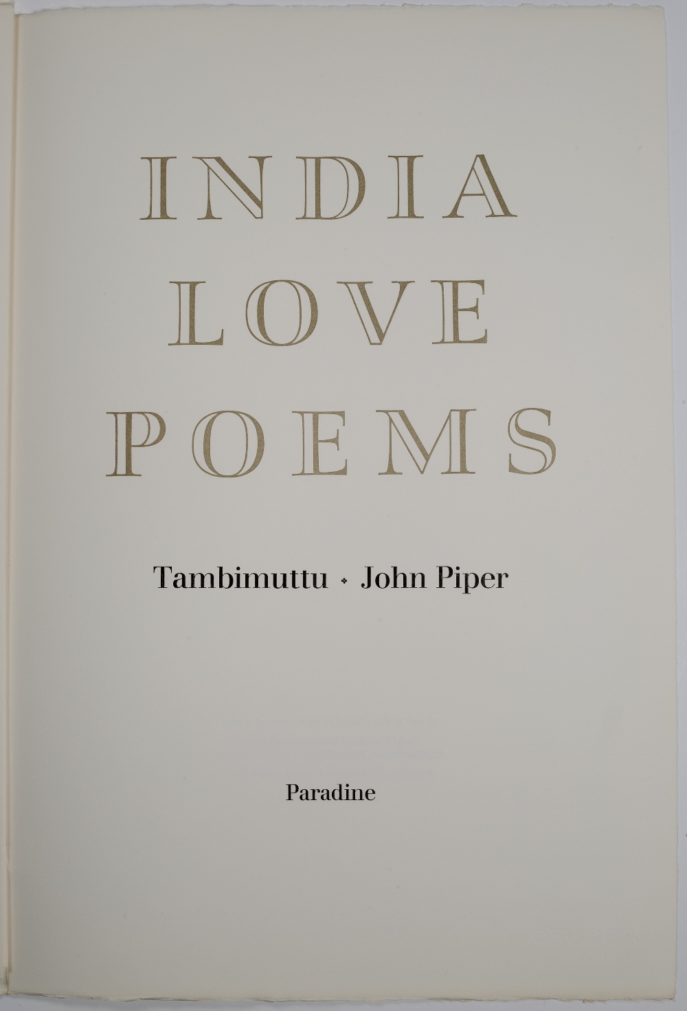John Piper (1903-1992) India Love Poems signed by the artist and translator Tambimuttu eighteen