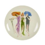 Irene Zurkinden (1909-1987) The Three Muses, 1984 signed and dated (to reverse) ceramic plate