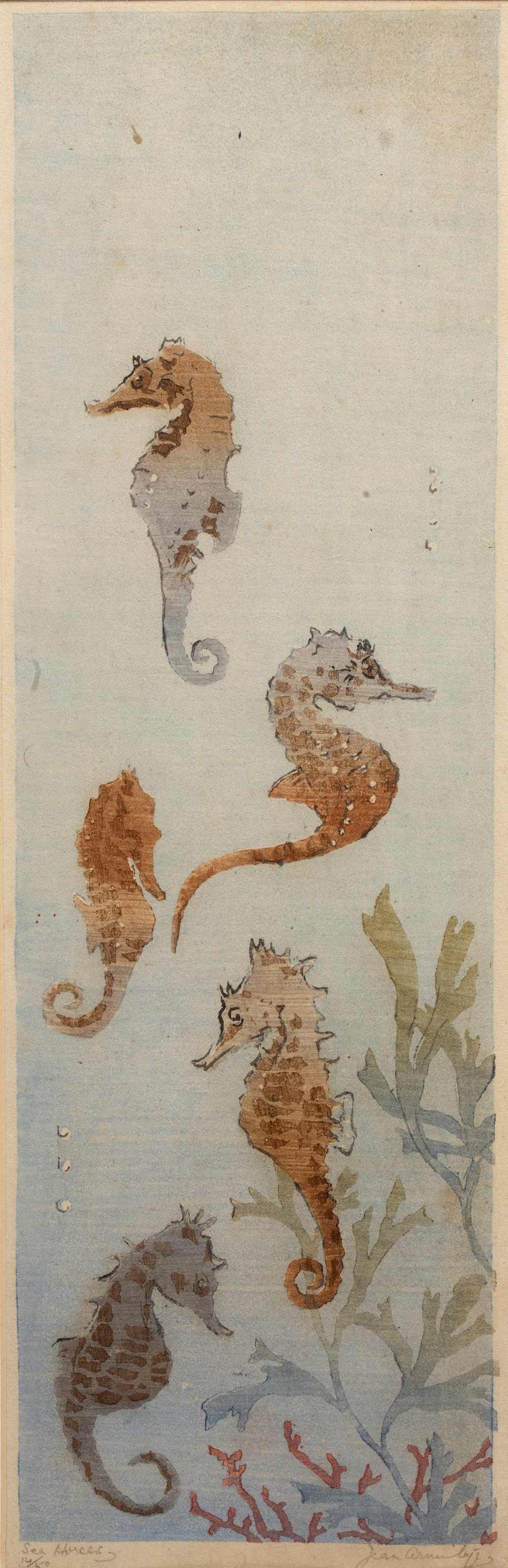 Jean Armitage (1895-1988) Sea Horses 1450, signed, titled, and numbered in pencil (in the margin)