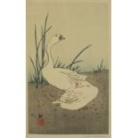 Yoshijiro Urushibara (1888-1953) Geese signed in pencil (in the margin) woodblock 19 x 11cm.